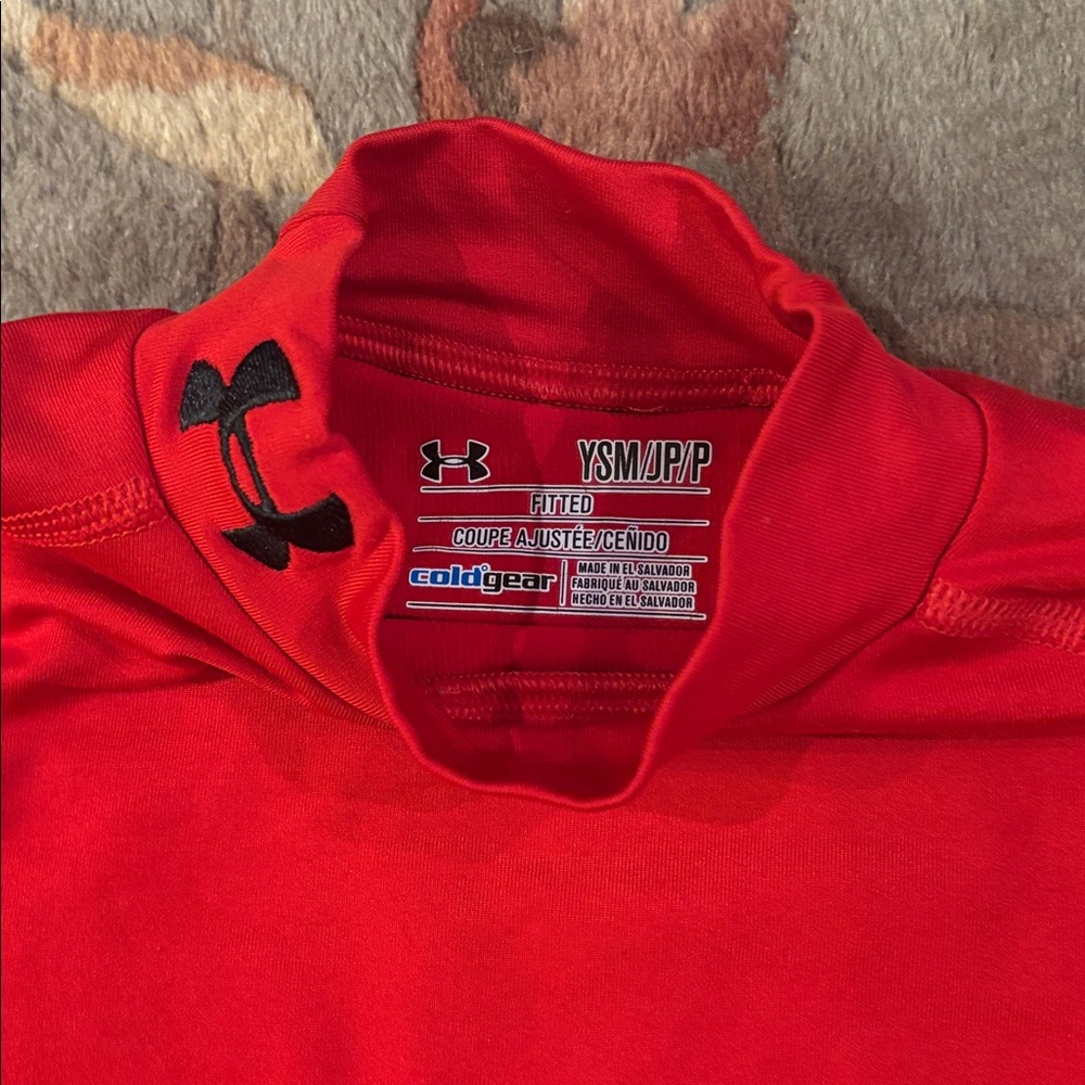 Under Armour Red ColdGear Fitted Mock Neck Top - Picture 2 of 11